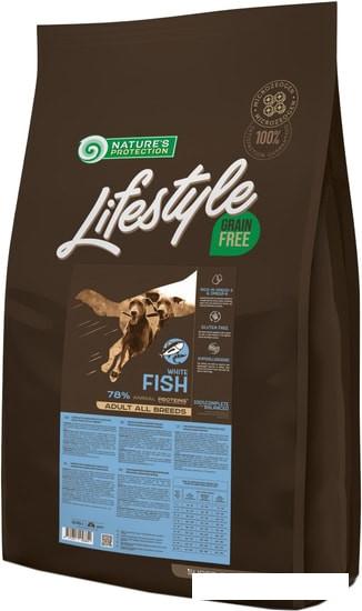 Сухой корм для собак Nature's Protection Lifestyle Grain Free Adult White Fish 10 кг - фото 1 - id-p181334446