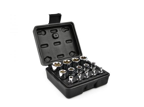 G13566 Набор головок 1/4", 3/8", 1/2" Torx Е4-Е24мм 14пр., CrV, в пласт. кейсе, GEKO, 5901477165672, фото 2