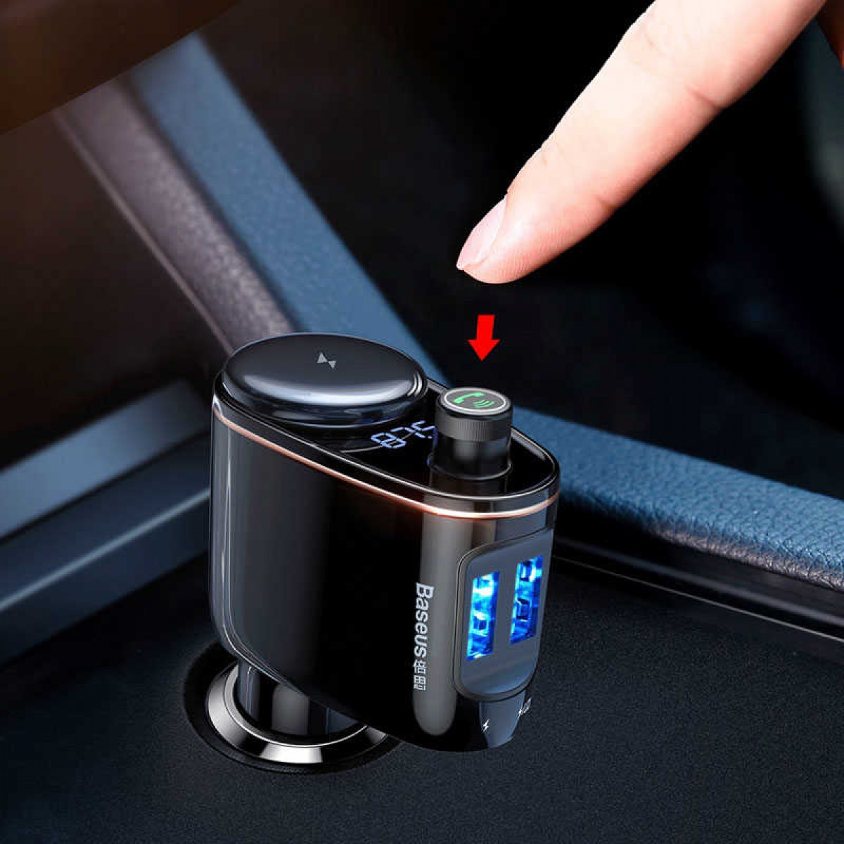 Автомобильное зарядное устройство с FM-трансмиттером 2xUSB Baseus Locomotive Bluetooth MP3 (CCALL-RH01) - фото 5 - id-p181223870