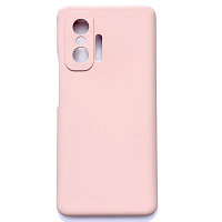 Силиконовый чехол Silicone Case с логотипом светло-розовый для Xiaomi 11T /11T Pro