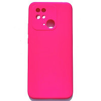 Силиконовый чехол Silicone Case с логотипом ярко-розовый для Xiaomi Redmi 10C