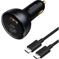 Автомобильное зарядное устройство Baseus 160W Qualcomm® Quick Charge 5 Technology 2 USB-C+USB-A с кабелем