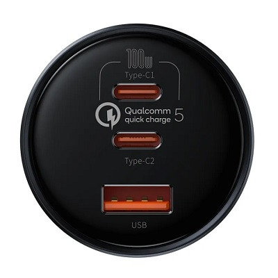 Автомобильное зарядное устройство Baseus 160W Qualcomm® Quick Charge 5 Technology 2 USB-C+USB-A с кабелем - фото 2 - id-p181502925