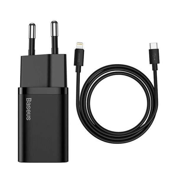 Baseus Сетевое зарядное Baseus Super Si Quick Charger 1C 20W EU Sets Black - фото 1 - id-p172264554