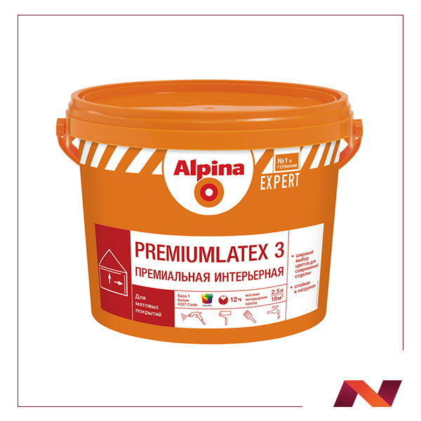 Краска ВД-АК Alpina EXPERT Premiumlatex 3 База 1, 10 л / 16,4 кг - фото 1 - id-p181535607