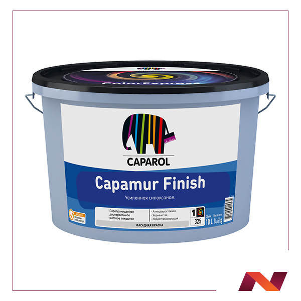 Краска силиконовая Caparol Capamur Finish (ДЛЯ ФАСАДА) База 1, белая, 10 л / 14,6 кг - фото 1 - id-p181535629