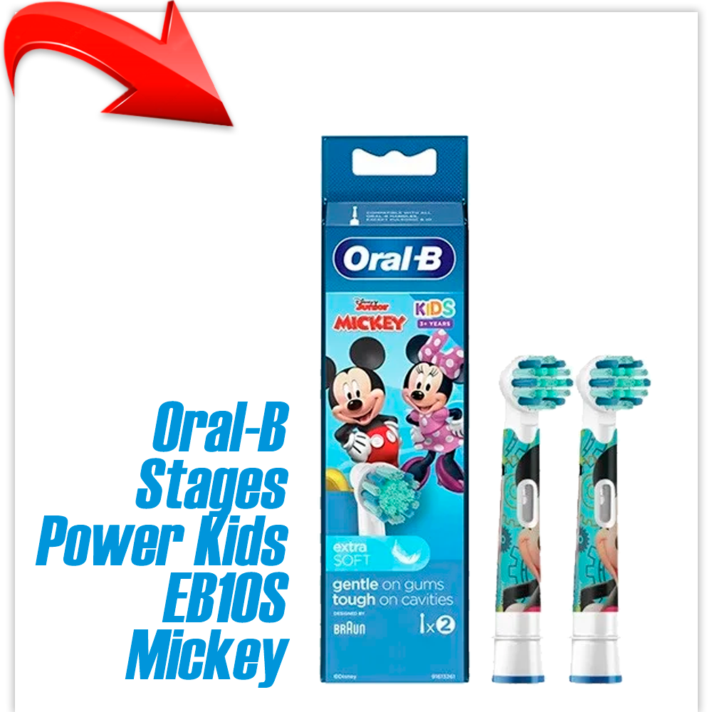 Насадка сменная для зубной щетки Braun Oral-B Stages Power Kids EB10S Mickey (2 шт)