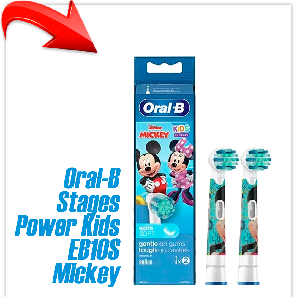 Насадка сменная для зубной щетки Braun Oral-B Stages Power Kids EB10S Mickey (2 шт) - фото 1 - id-p181003654