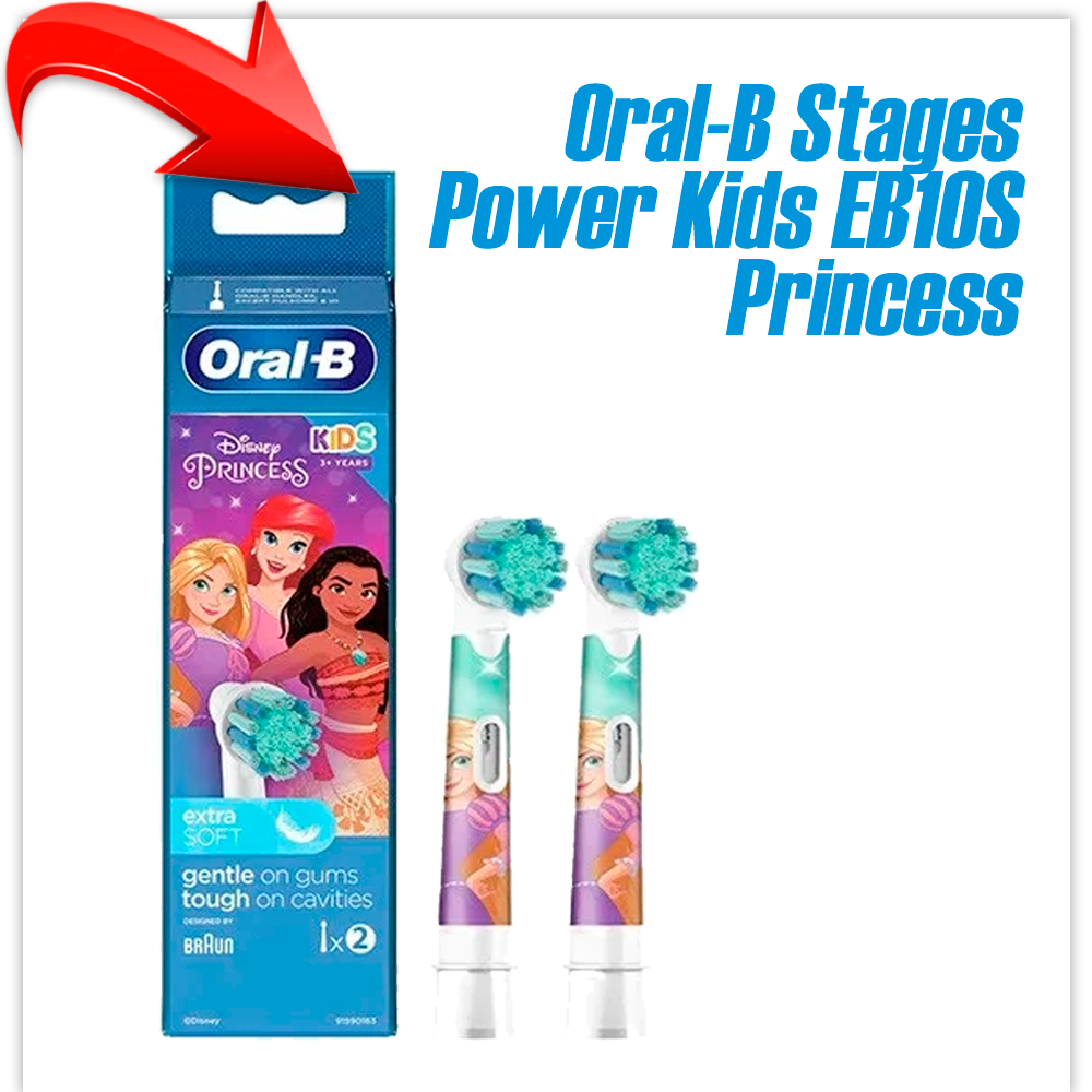 Насадка сменная для зубной щетки Braun Oral-B Stages Power Kids EB10S Princess (2 шт) - фото 1 - id-p181003661