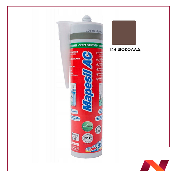 144 Mapesil AC однокомпонентный силиконовый герметик шоколад 310ml