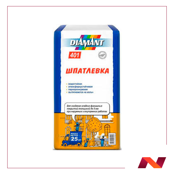 Шпатлевка белая НВ ПМ сложная 1 СС Диамант 401 , 25кг