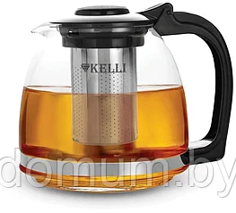 Жаропрочный стеклянный заварочный чайник 1.3 л - KELLI KL-3087