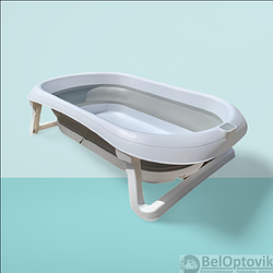 Портативная детская складная ванночка для купания Baby swim (с рождения до 2 лет) Серая/белая