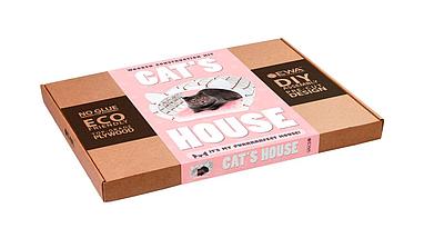 Домик для кота «Кошкин дом» белый каркас (розовый мех), фото 2
