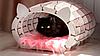Домик для кота «Кошкин дом» белый каркас (розовый мех), фото 4