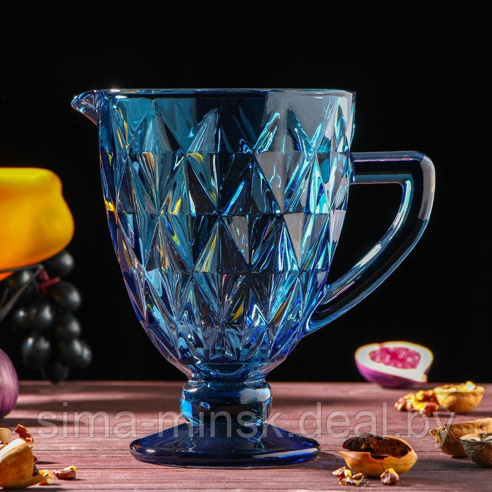 Набор питьевой из стекла «Круиз», 7 предметов: кувшин 1,1 л, бокалы 300 мл, 6 шт, цвет синий - фото 2 - id-p181562209
