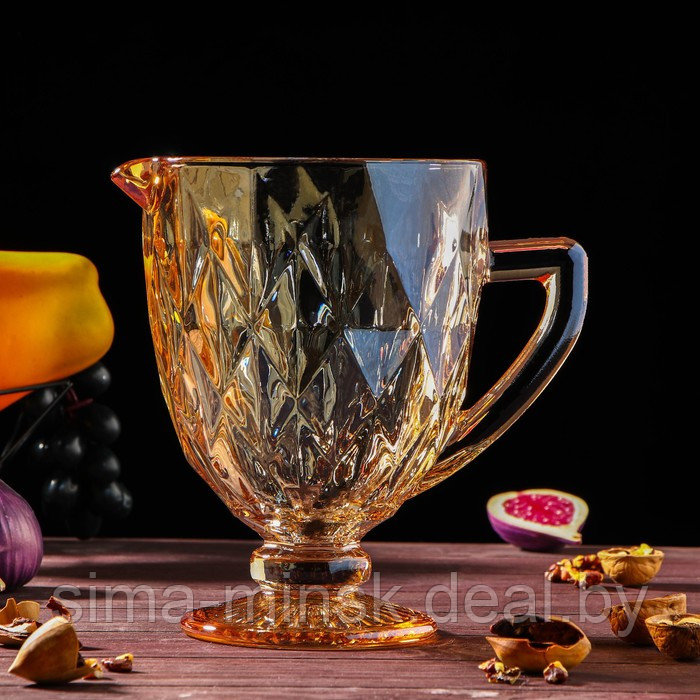 Набор питьевой из стекла «Круиз», 7 предметов: кувшин 1,1 л, бокалы 300 мл, 6 шт, цвет золотой - фото 2 - id-p181562213