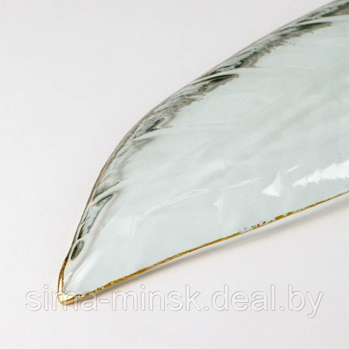 Блюдо стеклянное сервировочное «Лист», 11×40 см, с золотой каймой - фото 3 - id-p181562222