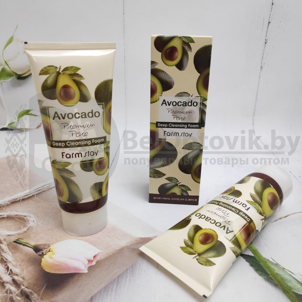 Очищающая пенка для лица с маслом авокадо FarmStay Avocado Premium Pore Deep Cleansing Foam, 180 ml - фото 2 - id-p181590593