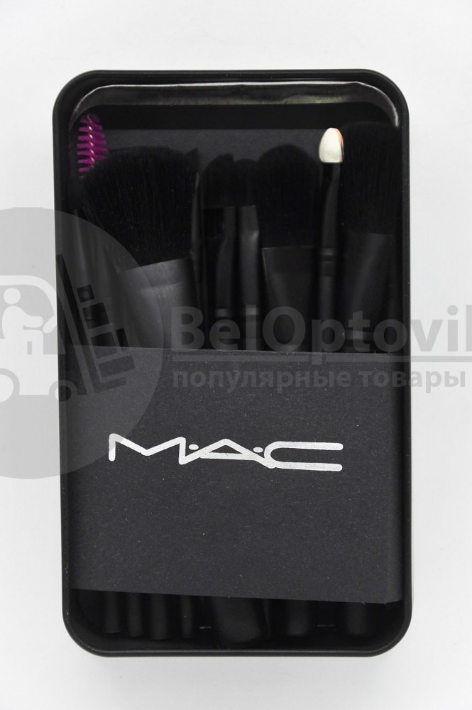 Набор кистей для макияжа MAC в металлическом пенале, 7 кистей - фото 3 - id-p181590638