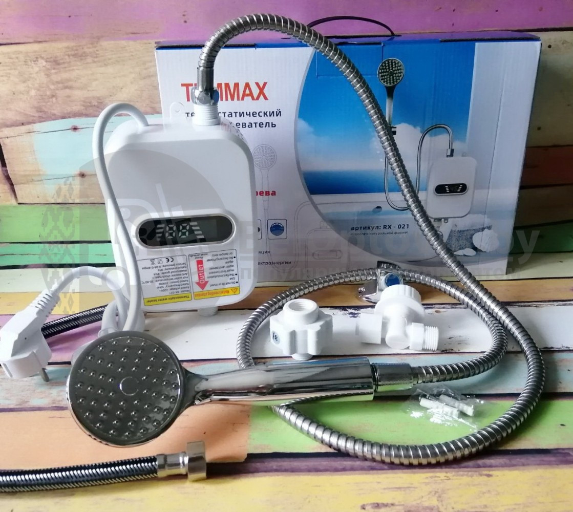 Электрический водяной душ с краном, Термостатичный водонагреватель-душ TEMMAX RX-021 Нижнее подключение - фото 3 - id-p181590645