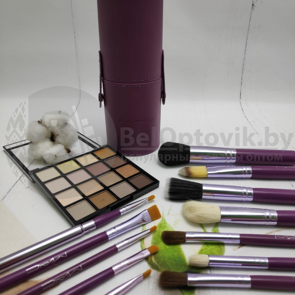 Набор кистей для макияжа MAC в тубусе, 12 кистей Purple (фиолетовый) - фото 7 - id-p181594086