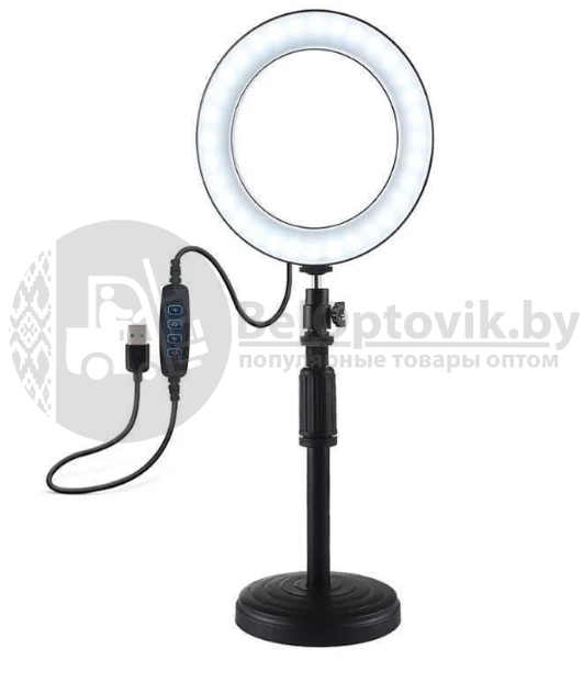 Кольцевая светодиодная лампа 16 см со штативом для профессиональной съемки Professional Live Stream - фото 9 - id-p181592787