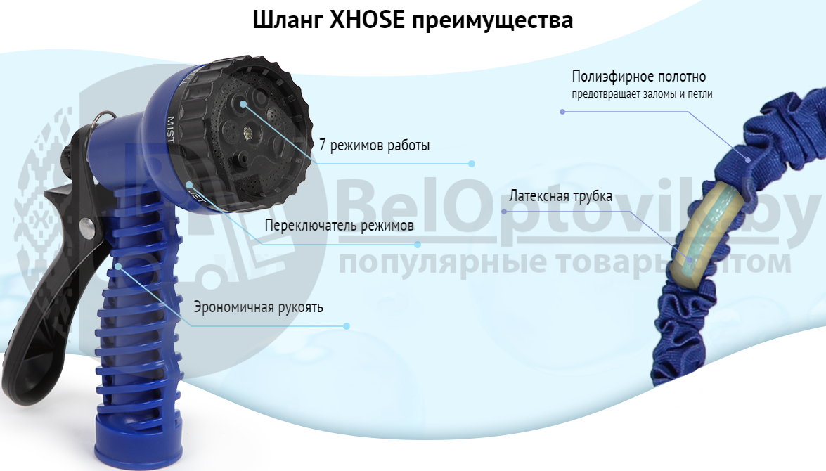 Шланг саморасширяемый садовый для воды Magic Garden Hose (10m - 50m) NEW Красный - фото 2 - id-p181594102