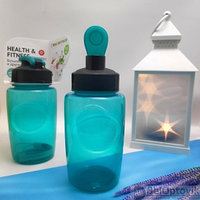 Анатомическая детская бутылка с клапаном КК0155 Healih Fitness для воды и других напитков, 350 мл Бирюзовый