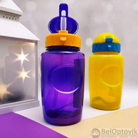 Бутылочка для воды и других напитков КК0159 LIFESTYLE anatomicс трубочкой и шнурком, 350 мл, 3 Сиреневый