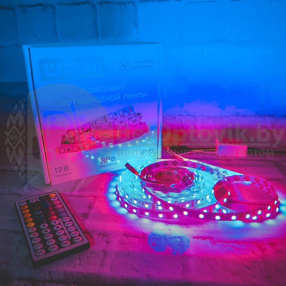 Комплект светодиодной ленты URM, 5050, 60 LED/м, 14.4 Вт/м, 12В, IP20, RGB, 5 м - фото 7 - id-p181586658