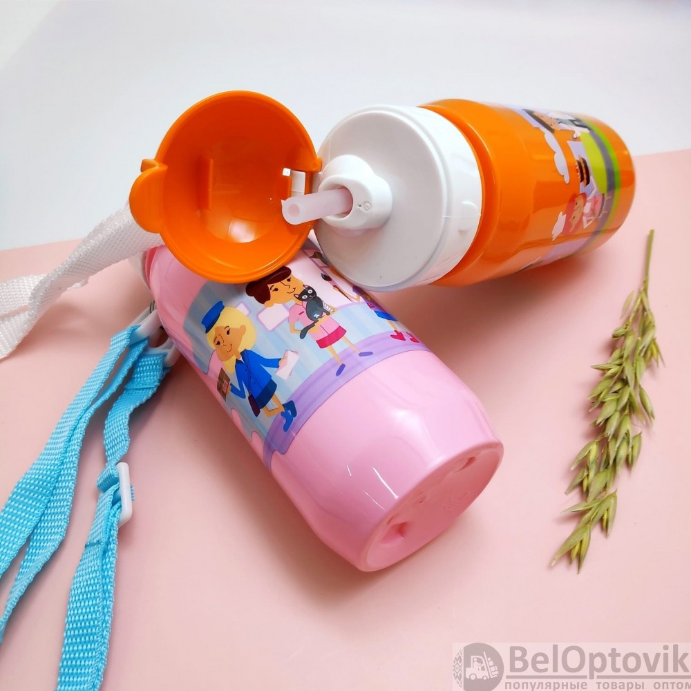 Бутылочка с трубочкой для воды и других напитков серия Профессии WOWBOTTLES с ремешком для прогулок, 400 мл, 3 - фото 7 - id-p181585449