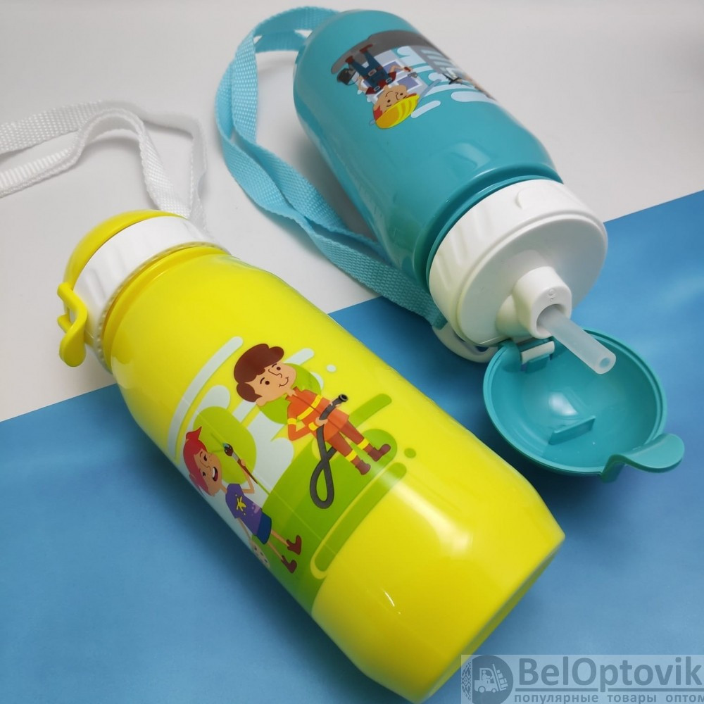 Бутылочка с трубочкой для воды и других напитков серия Профессии WOWBOTTLES с ремешком для прогулок, 400 мл, 3 - фото 9 - id-p181585449