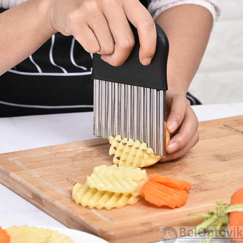 Фигурный кухонный нож NAC Knife для волнистой нарезки сыра, фруктов, овощей Салатовый - фото 6 - id-p181585472
