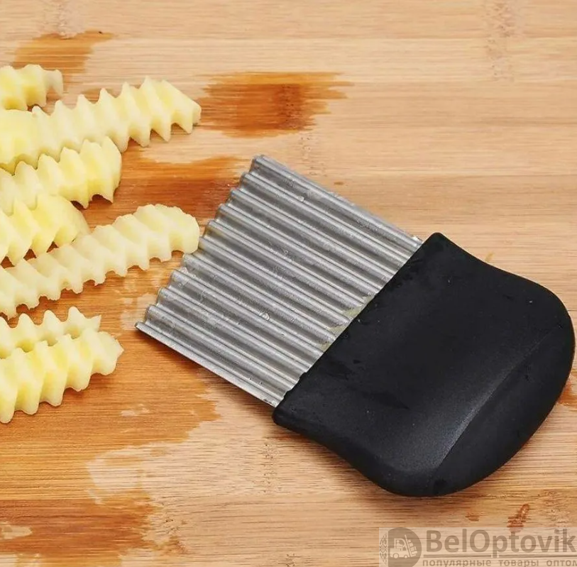 Фигурный кухонный нож NAC Knife для волнистой нарезки сыра, фруктов, овощей Черный - фото 7 - id-p181585473