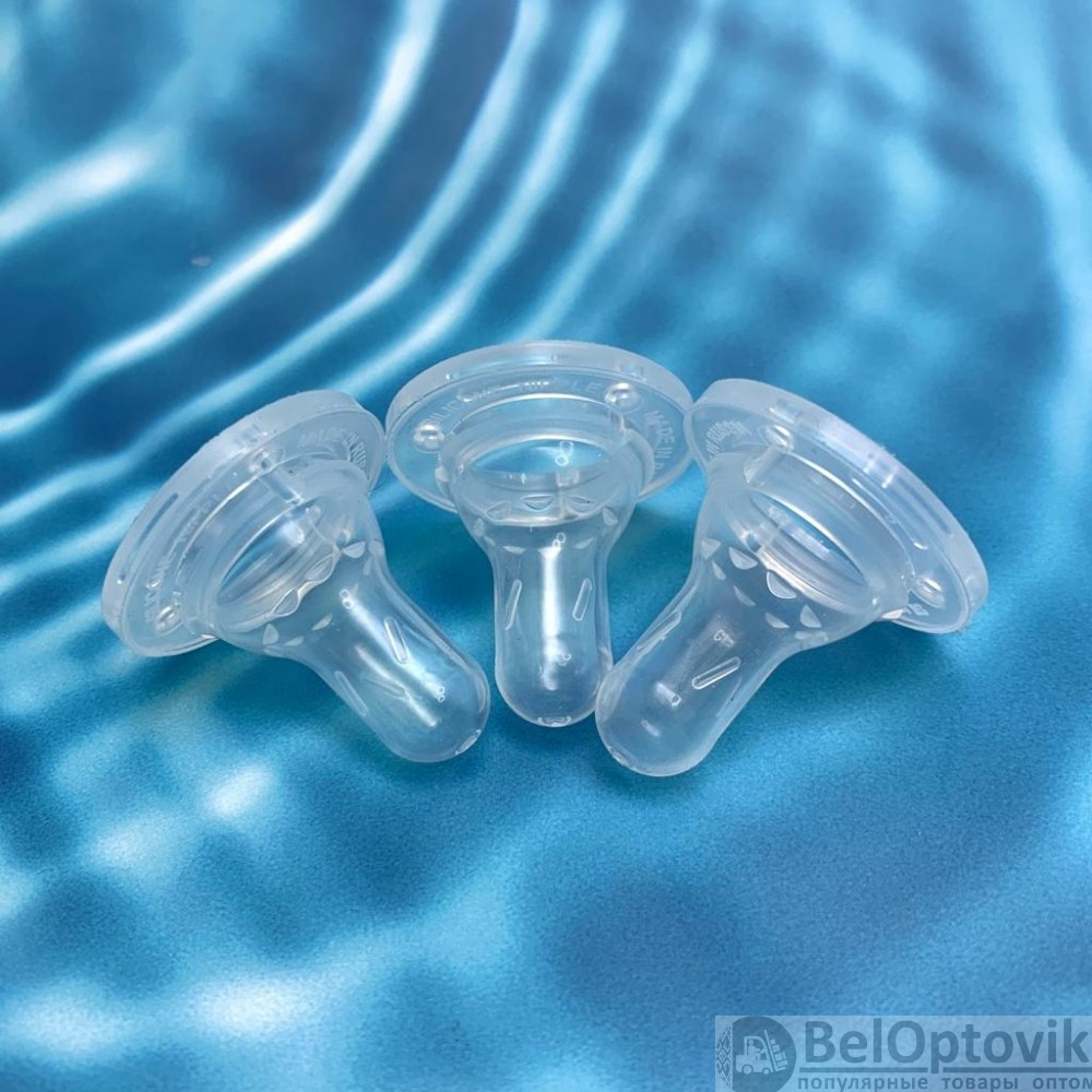 Силиконовая соска (комплект 2 шт) BABY FLOW узкое горло, отверстие размер M (средний поток), с 3 месяцев - фото 4 - id-p181585753