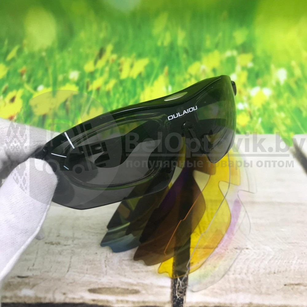 Очки велосипедиста Oulaiou с поляризацией и сменными линзами (пластик, акрил, 4 сменные линзы) в кейсе - фото 4 - id-p181588709