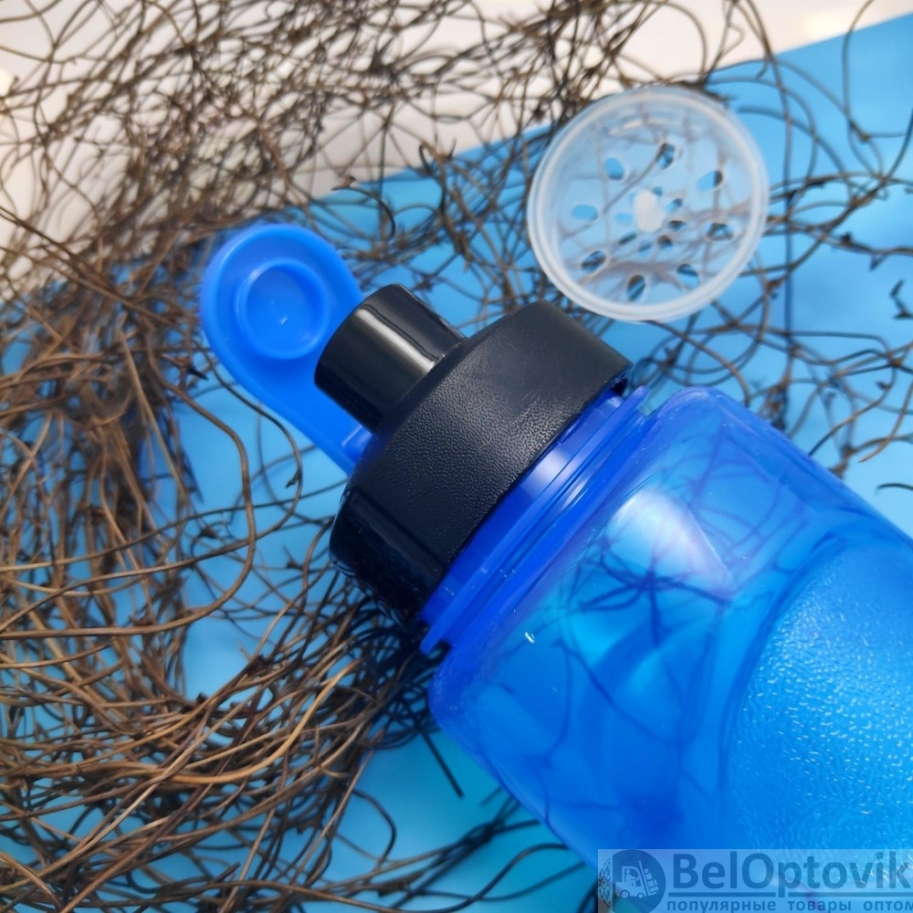 Анатомическая бутылка с клапаном Healih Fitness для воды и других напитков, 500 мл. Сито в комплекте Голубая - фото 10 - id-p181585774