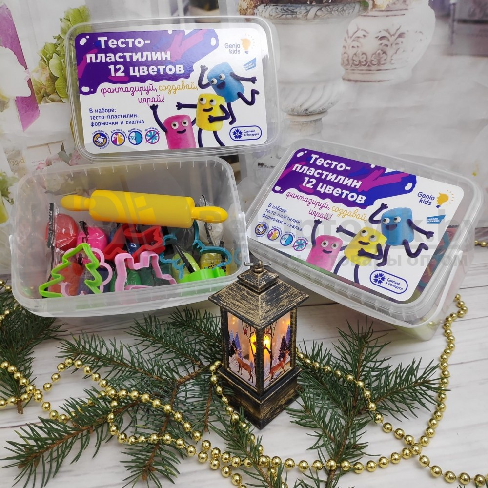 Набор для детской лепки Тесто пластилин 12 цветов Genio Kids (12 пакетиков теста для лепки по 50 гр 6 - фото 4 - id-p181592916