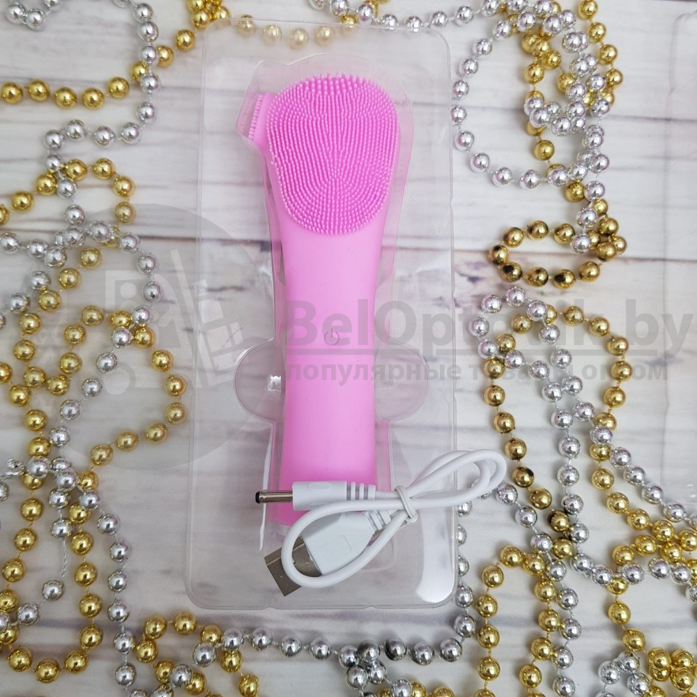 Вибрирующая силиконовая щетка для очистки лица Happy Alliance Hand Held, заряд USB Фуксия (ярко-розовая) - фото 6 - id-p181592926