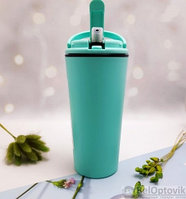 Стакан тамблер для кофе и других напитков Wowbottles КК3139 со встроенной трубочкой, 350 мл Двойные стенки.