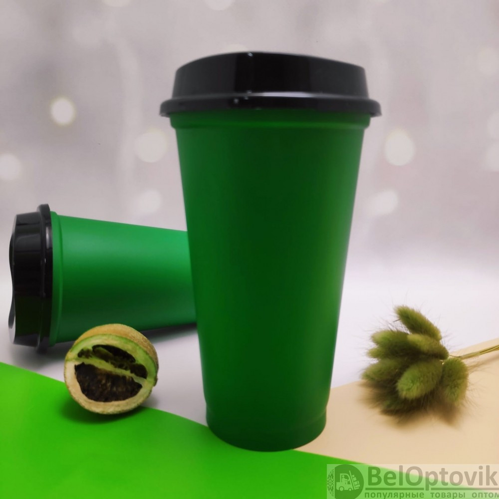 Стакан тамблер Wowbottles с кофейной крышкой для горячих и холодных напитков, 400 мл Зеленый - фото 3 - id-p181585797