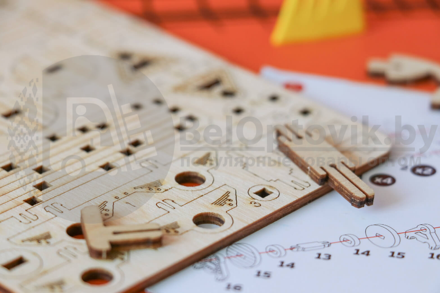 Миниатюрный деревянный конструктор Uniwood Платформа Сборка без клея, 32 детали - фото 4 - id-p181590856