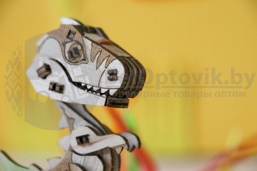 Миниатюрный деревянный конструктор Uniwood Тираннозавр Сборка без клея, 27 деталей - фото 5 - id-p181590857