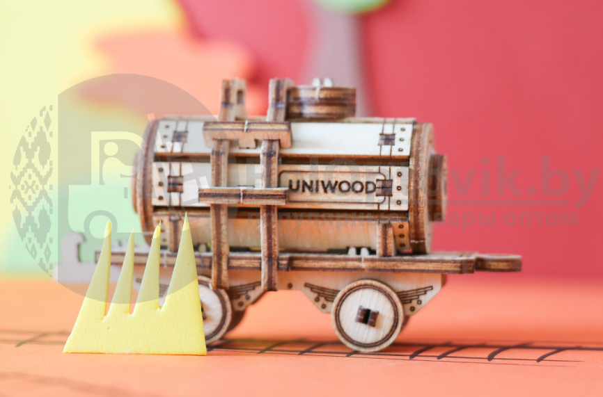 Миниатюрный деревянный конструктор Uniwood Цистерна Сборка без клея, 37 деталей - фото 7 - id-p181590859