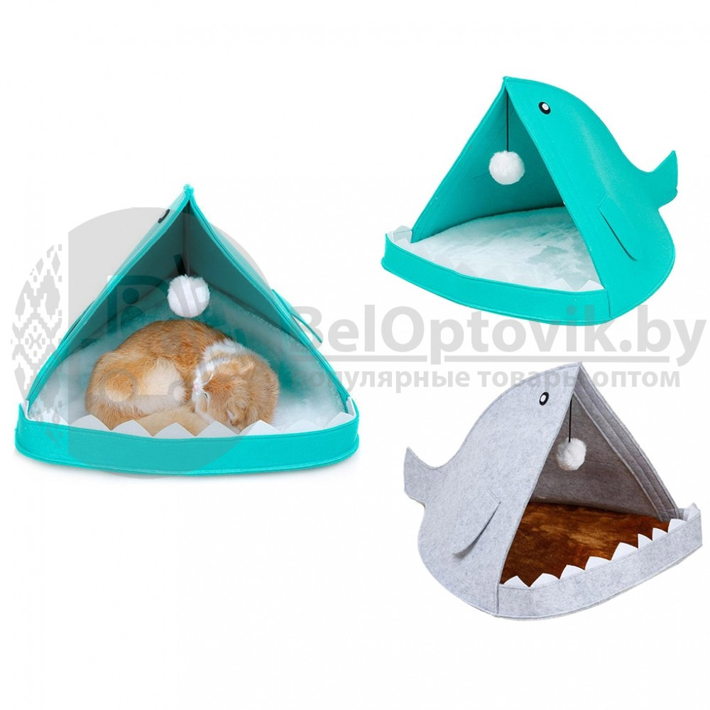 Домик для Кота - Акула с бубоном Изумрудный - фото 4 - id-p181593026