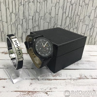 Подарочный набор 2 в 1 мужские кварцевые часы и браслет Модель 18, фото 1
