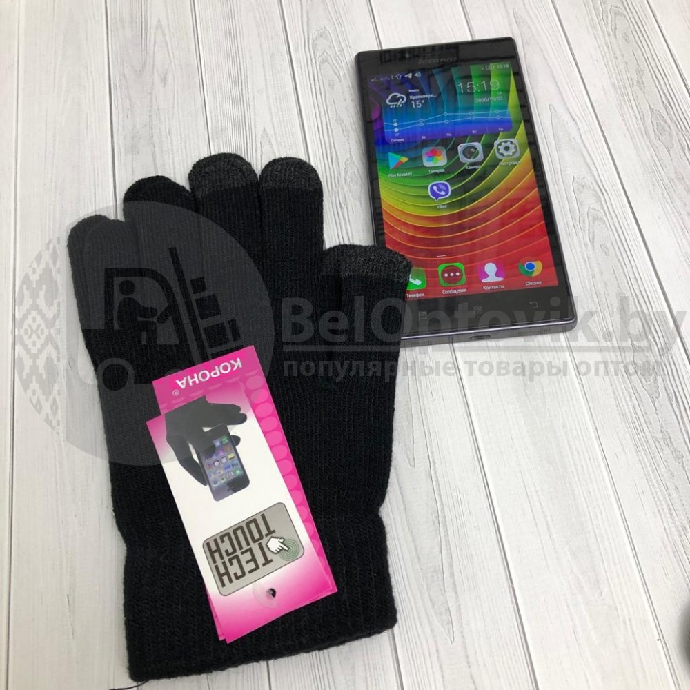 Перчатки для сенсорных экранов Tech Touch (Осень-Весна) Черный - фото 5 - id-p181590893