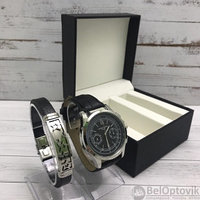 Подарочный набор 2 в 1 мужские кварцевые часы и браслет Модель 6, фото 1