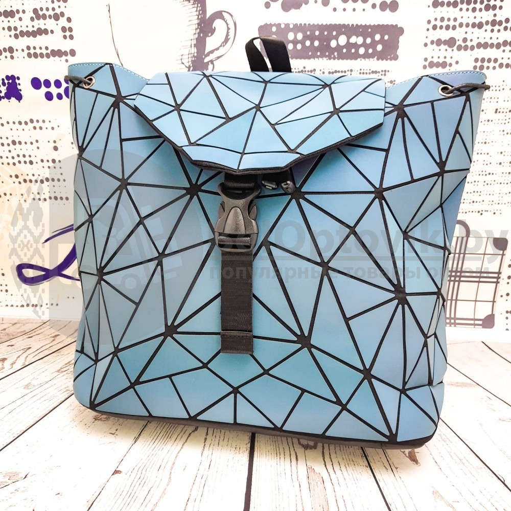 Светящийся неоновый рюкзак-сумка Хамелеон. Светоотражающий рюкзак Голубой NEW - фото 3 - id-p181590902